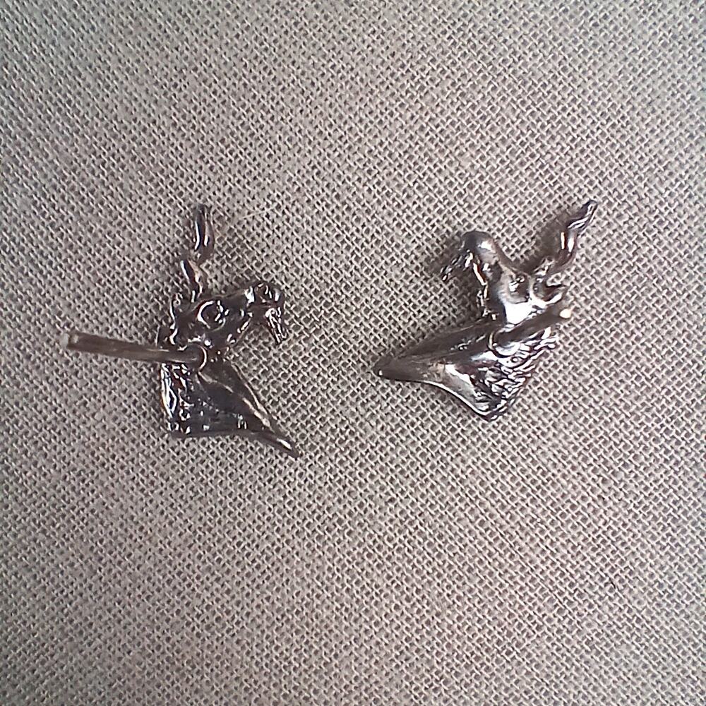 Small Unicorn Stud Earrings 0.5" surgical steel silver pewter mythical whimsey - Picture 4 of 12